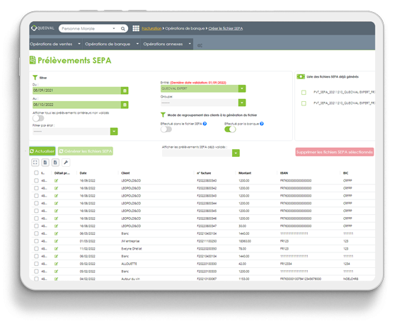 Suivi mandat et fichier SEPA